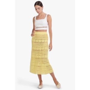 Staud yellow crochet marlin skirt in daffodil